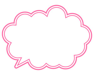 シンプルなカラー線の吹き出し　丸みのある雲形