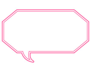 シンプルなカラー線の吹き出し　細長い八角形