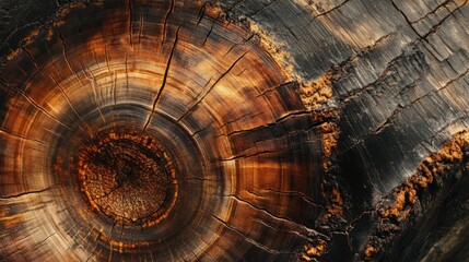 Cut Tree Trunk Cross Section with Visible Growth Rings