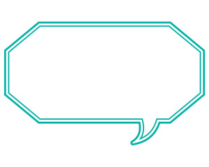 シンプルなカラー線の吹き出し　細長い八角形