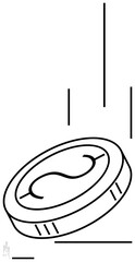 Single coin with dollar sign in motion, surrounded by lines indicating speed and movement. Ideal for finance, investment, business strategy, savings, economy, decision-making, simple landing page