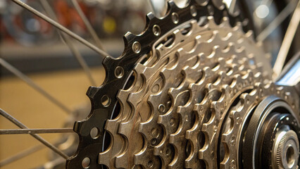close up of bicycle chain