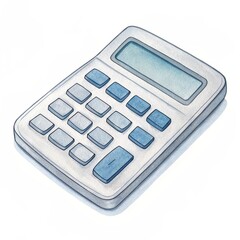 Watercolor illustration of a simple generic calculator design.