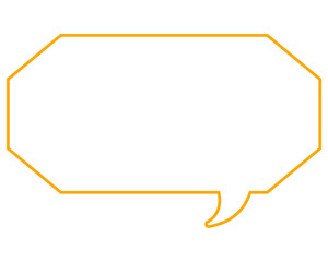 シンプルなカラー線の吹き出し　細長い八角形