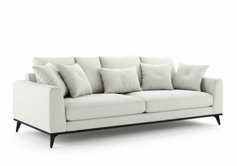 Modern Light Grey Fabric Sofa with Black Legs Comfortable Home Furniture Interior Design Room Seat