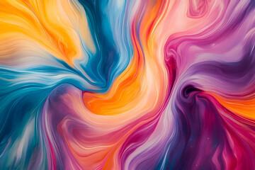 Vibrant swirling abstract painting with dynamic color flow.