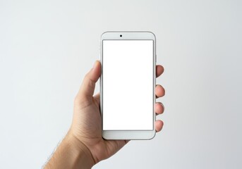 White Smartphone Mockup Handheld Blank Screen Modern Device App Clean Mobile Gadget Design Simple
