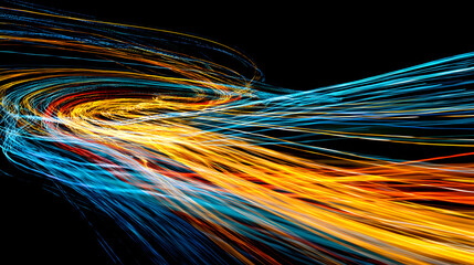 Colorful Light Streaks Showing Speed and Energy Representing Movement and Digital Creativity