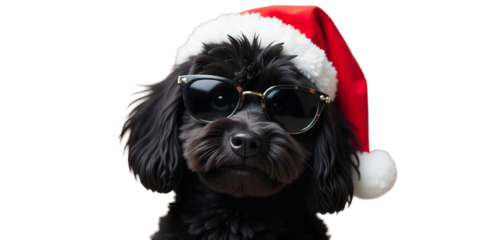 Stylish Dog with Santa Hat PNG