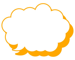 シンプルなカラー線の吹き出し　丸みのある雲形