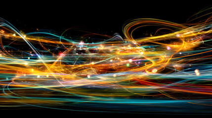 Colorful Light Streaks Showing Speed and Energy Representing Movement and Digital Creativity
