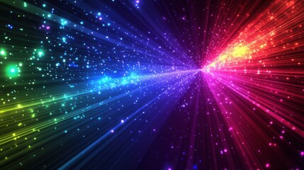 Naklejka premium Radial Lines and Dots with Color Gradient