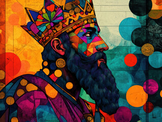 A masterpiece born from symbols.,Divine masculine in powerful abstract form.