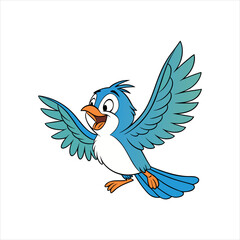 Cheerful Cartoon Bluebird in Flight