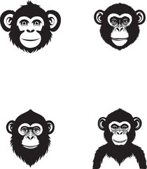 Monkey face logo isolated black and white background