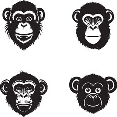 Monkey face logo isolated black and white background