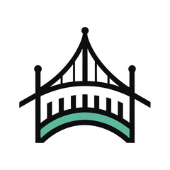 Elegant vector illustration of a modern bridge design in black and teal colors