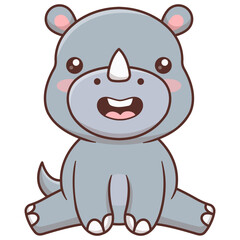 Cute Baby Rhino Character. Isolated Vector Cartoon Illustration.