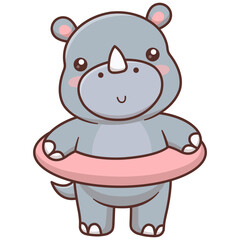 Cute Baby Rhino Character. Isolated Vector Cartoon Illustration.