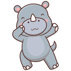 Cute Baby Rhino Character. Isolated Vector Cartoon Illustration.