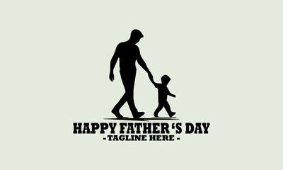 illustration vector happy father's day design, logo vector happy father's day art and silhouette of happy family on a white background