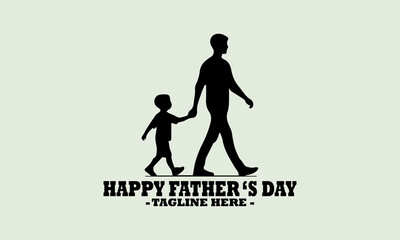 illustration vector happy father's day design, logo vector happy father's day art and silhouette of happy family on a white background