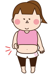 ぽっこりお腹のおデブな女性