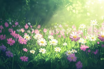Easter eggs in a nest with tulips on a white background