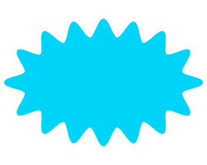 シンプルなカラーの吹き出し　細長い丸みのあるギザギザした形