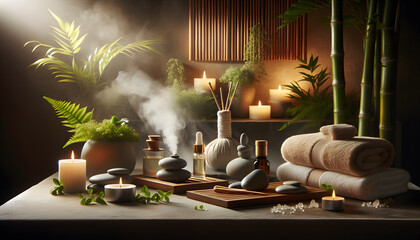 Tranquil Spa Setting with Natural Elements