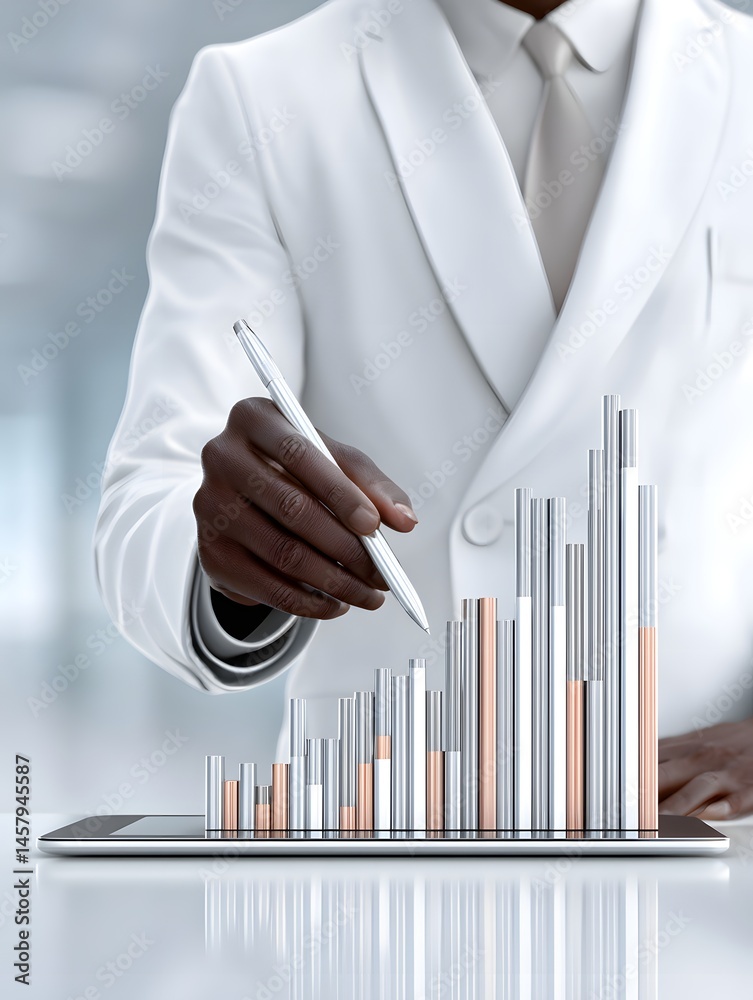 Poster close-up of a financial advisor using a computer to explain tax information, with the screen display