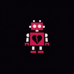 Obraz premium Colorful Cartoon Heartbroken Robot: Quirky Geometric Vector with Love Symbol