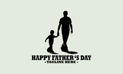 illustration vector happy father's day design, logo vector happy father's day art and silhouette of happy family on a white background