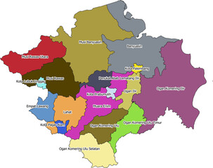 Obraz premium South Sumatera Boundary Map administrative division Peta Batas Wilayah Administrasi Sumatera selatan Indonesia