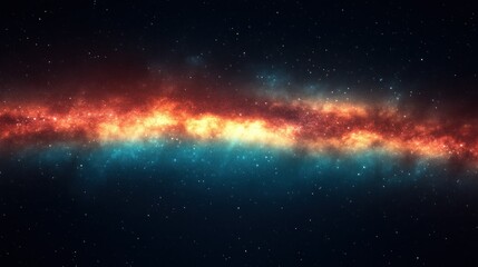 Obraz premium Cosmic Horizon: A Vibrant Interstellar Cloudscape with Starry Background