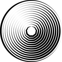 Circle line blend to polygon. Minimalist basic figure element