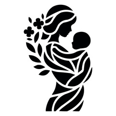 Floral Mother and Baby Silhouette