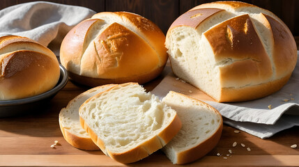 Round peasant bread with cut pieces