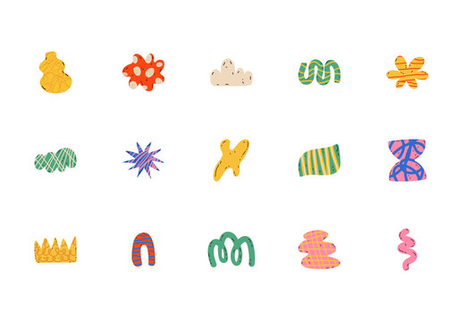 Abstract Organic Playful Handdrawn Decorative Shape Stickers