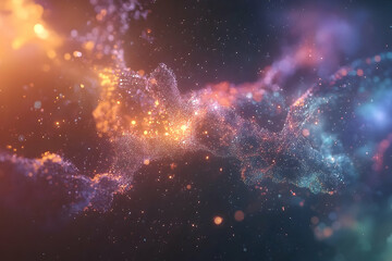 Abstract cosmic nebula with glowing particles.