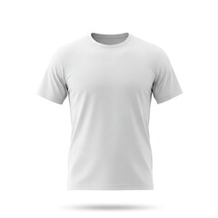 Fototapeta premium Plain white t-shirt isolated on a white background, front view, with a simple and clean design.