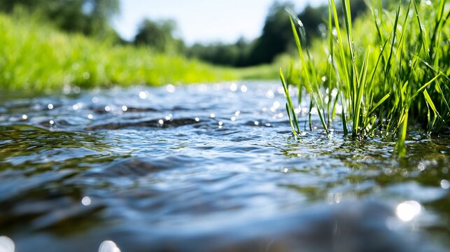 Clear River Habitat and Pollution Impact in Natural Environment