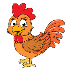 Cute Hen Cartoon Illustration