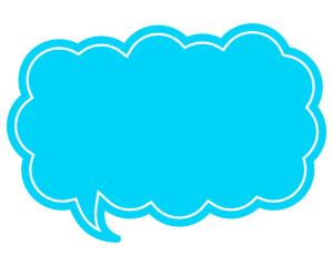 シンプルなカラーの吹き出し　細長い雲形