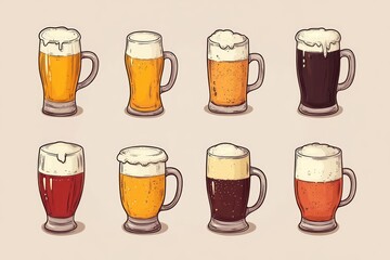 vector cartoon beer clink scene, minimalist icon, celebration mood