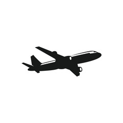 Airplane passenger travel silhouette icon. Aeroplane vector icon aircraft isolated symbol shape