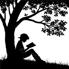  Kids Reading Together Silhouette 