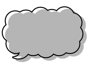 シンプルな線がずれた吹き出し　細長い雲形