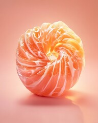 Abstract salmon swirl on pink background, creative food presentation, studio shot, vibrant color, close up, modern aesthetic