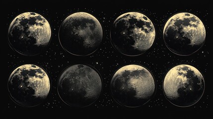 Obraz premium Lunar cycle visualization showcasing the different phases of the moon